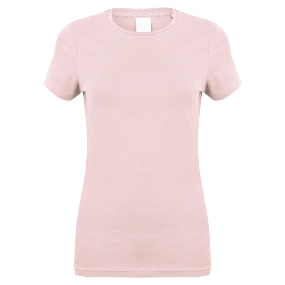 Skinni Fit Womens/Ladies Feel Good Stretch Short Sleeve T-Shirt / Baby Pink